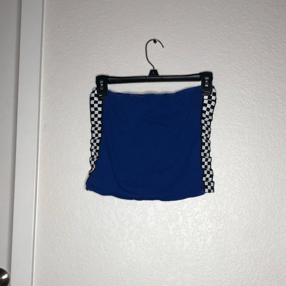 Blue Checkered Crop Top